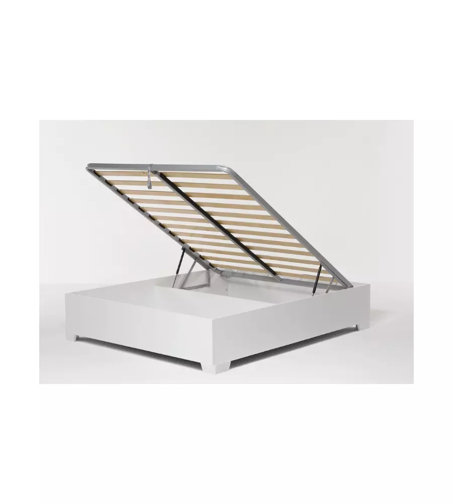 LETTO MATRIMONIALE CONTENITORE CON PIEDINI "BED BOX" BIANCO 160X190 CM